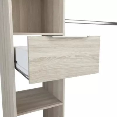 Aménagez votre dressing avec style - Kit dressing 2 colonnes + 2 penderies + 2 tiroirs - Chene Shannon - L 115 x P 50 x H 203 cm