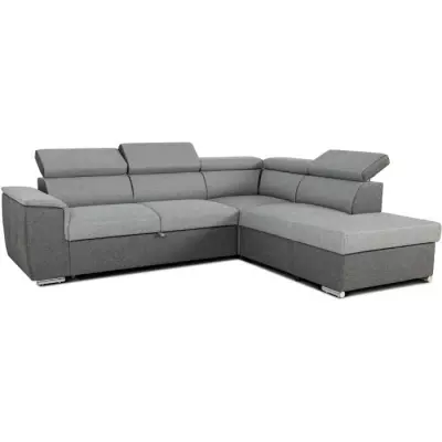 Canapé d'angle convertible DAYTONA 5 places - Tissu gris et anthracite