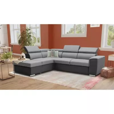 Canapé d'angle convertible DAYTONA 5 places - Tissu gris et anthracite