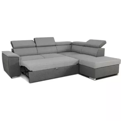 Canapé d'angle convertible DAYTONA 5 places - Tissu gris et anthracite