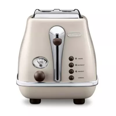 Grille-pain Delonghi Icona Vintage - 2 tranches - Beige brillant