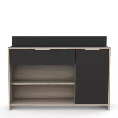 Buffet de cuisine MIKE - Chene brut et noir - Contemporain