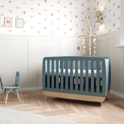 Ensemble lit évolutif et commode Firmana - Bleu/bois