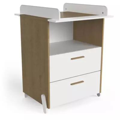 Ensemble duo lit + commode à langer 60x120 cm - NAILI Hamilton/Blanc - Responsable & Certifié