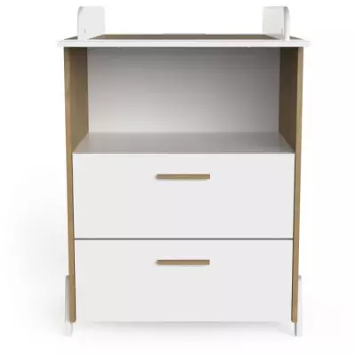 Ensemble duo lit + commode à langer 60x120 cm - NAILI Hamilton/Blanc - Responsable & Certifié