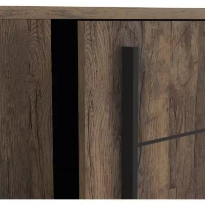 Enfilade MONACO - Chêne et noir - 2P 3T - L206 x P44,9 x H94 cm