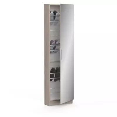 Armoire à chaussures ZAPATERO - Décor Chêne et Noir - 12 Paires