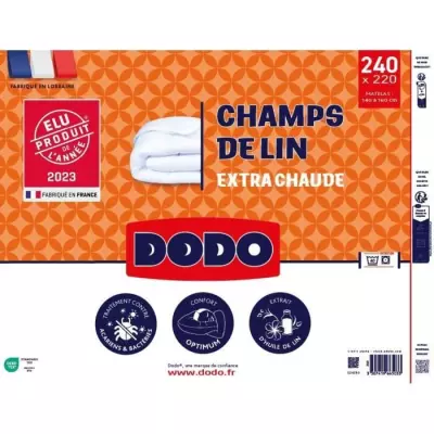 Couette 220x240 cm DODO CHAMPS DE LIN Chaude 450g/m² - Douce et Chaude