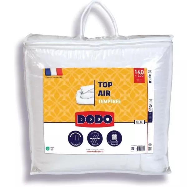 Couette tempérée - DODO - TOP AIR - 140 x 200 cm - 300G/M² - Blanc