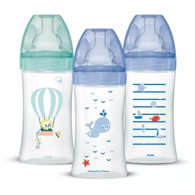 Lot de 3 Biberons Anti-Colique Sensation+ 270ml - Bleu Mer et Vert Air