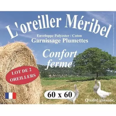 Lot de 2 Oreillers MERIBEL Plumettes 60x60cm - Plus responsable et Made in France