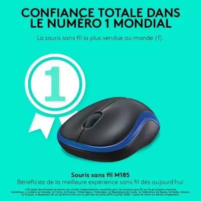 Souris - Sans fil - Logitech - M185 - Bleu - Ambidextre Souris - Sans fil - Logitech - M185 - Bleu - Ambidextre
