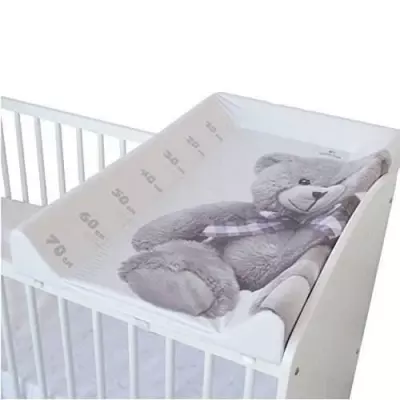 Plan à langer DOMIVA Little Bear - PVC - Matelas intégré - Blanc/Gris