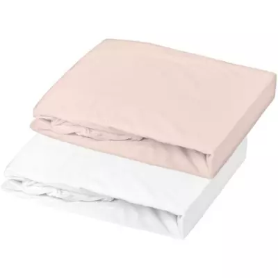 Lot 2 Draps housse Jersey Blanc/Nude - 60 x 120 cm