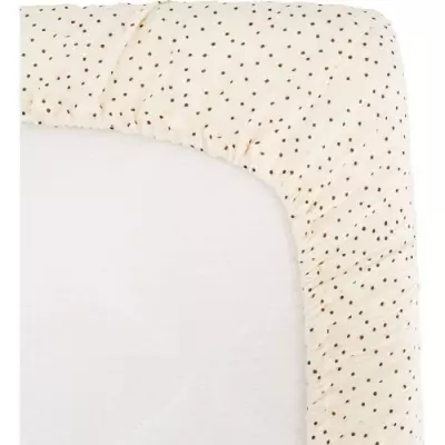 Drap housse lange DOMIVA 70x140 cm - Pois - Gaze de coton