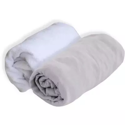 Ensemble Drap Housse + Alèse Uni 100% Coton - Traité Sanitized - Perle 60x120 cm