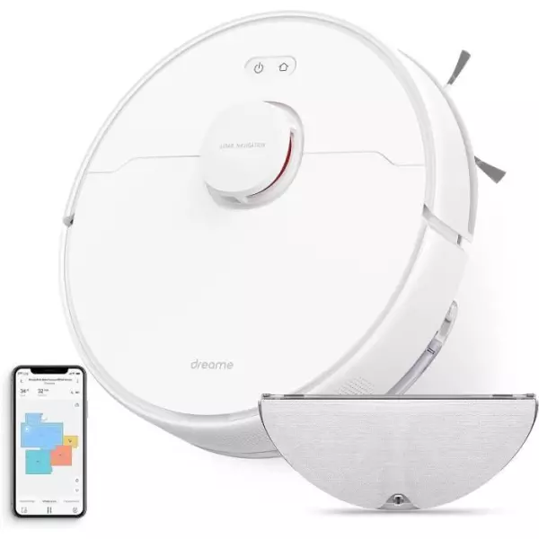DREAME D9Max White - Aspirateur Robot Laveur 2 en 1 - Navigation LDS Intelligente Laser - 4 000Pa - Cartes pour sols Multiples
