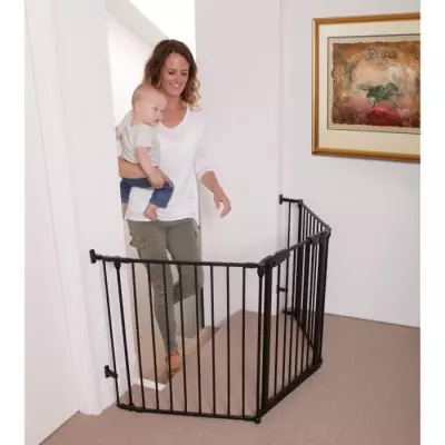 Barrière de sécurité DREAMBABY - NOIR - 3 panneaux - 85,5-200 x 74 cm