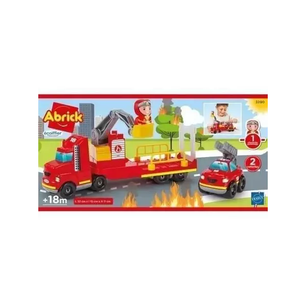 Ecoiffier Intervention pompier, Abrick 3290, Jeu de construction pour enfant, Camion pompier 32 cm, Des 18 mois, Fabriqué en Fr