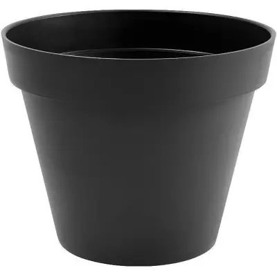 Pot de fleur rond Toscane - EDA PLASTIQUE - Ø 48 x H 40 cm - Gris anthracite