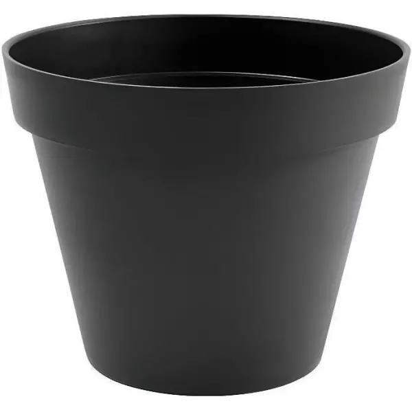 EDA Pot de fleurs rond TOSCANE - 43 L - Ø 47,5 x H.40 cm - Gris Anthracite - Intérieur/Extérieur