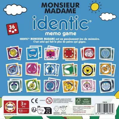 Jeu d'apprentissage Monsieur Madame - EDUCA - Identic - Dimensions compactes