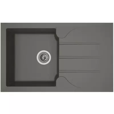 Evier cuisine en résine Stradour Aloa - 1 bac + 1 égouttoir - Gris béton