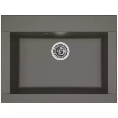 Évier cuisine en résine 1 bac Hexo - 66 x 50 cm - Gris béton