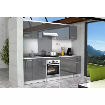 Meuble haut de cuisine 40 cm - Gris Brillant & Made in France