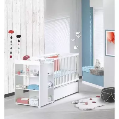 Lit Combiné Évolutif 3 en 1 SAUTHON ELOI - Blanc, 60x120/90x190 cm