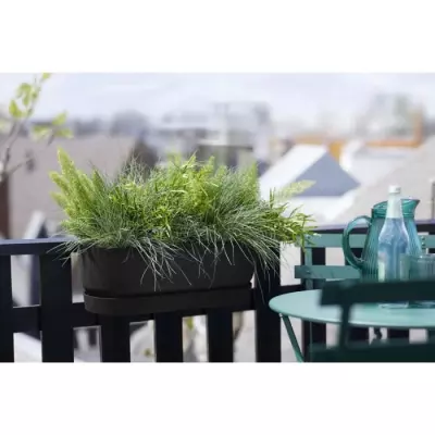Pot de fleurs ELHO Greenville Easy Balcony 52 - Noir Élégant - L 21.2 x l 52 x H 19.4 cm