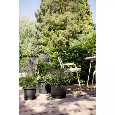 Pot de fleurs ELHO Amiga Rond 25 Noir - Extérieur - 100% recyclé