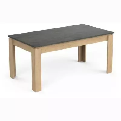 Ensemble Séjour AUSTIN - Table 170x90 cm, Vitrine & Enfilade Chêne Hamilton/Gris