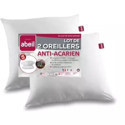 Lot de 2 oreillers anti-acariens en coton traité Biome - ABEIL
