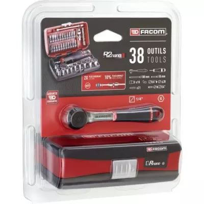 Coffret douilles 1/4'' 6 pans métriques FACOM - R2NANOPB - 38 pièces