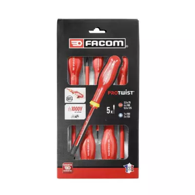 Tournevis isolés FACOM - Ensemble de 5 - Made in France