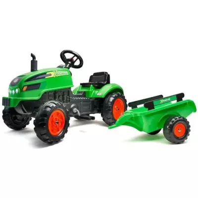 Tracteur à pédales X Tractor vert avec remorque - Falk - Pour enfants de 2 à 5 ans