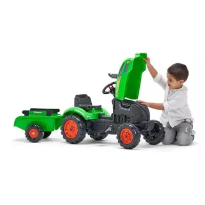 Tracteur à pédales X Tractor vert avec remorque - Falk - Pour enfants de 2 à 5 ans