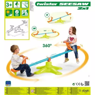 Balancoire Twister Feber - Tourne 360° - Enfant 3+ ans - Vert/Bleu