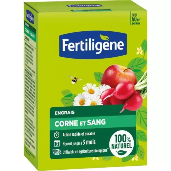 FERTILIGENE FCOSAN3 - Engrais Corne et Sang 3 kg - Action rapide et durable - Nourrit jusqu'a 3 mois - Jusqu'a 60m² fertilisée