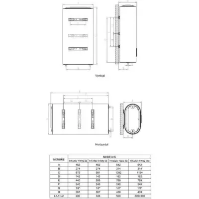 Chauffe-eau électrique FERROLI TITANO TWIN 30L - Compact et Blanc