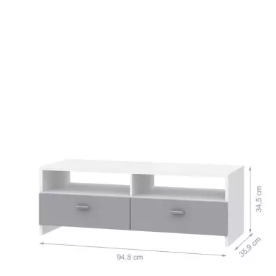 Meuble TV PILVI - Blanc et gris mat - Style Contemporain
