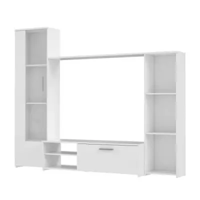 Meuble TV PILVI: Design blanc mat certifié FSC - 220x41x177,5 cm