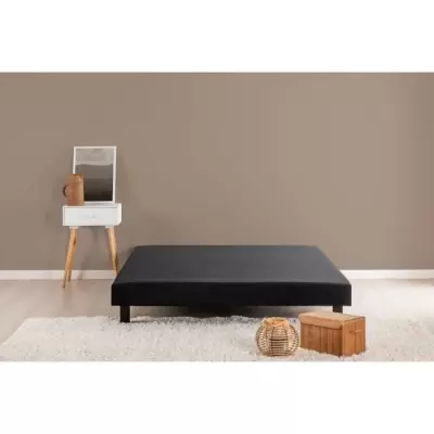 Sommier tapissier lattes 140x190cm - Bois massif noir - DEKO DREAM