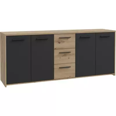 Buffet PILVI contemporain - Chene artisan et Noir - L179,2 cm