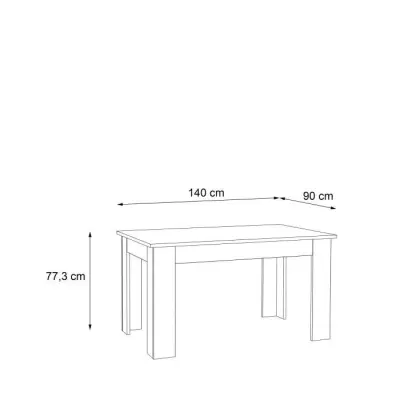 Table à manger PILVI - Blanc et chêne sonoma - L140 x P90 x H75 cm