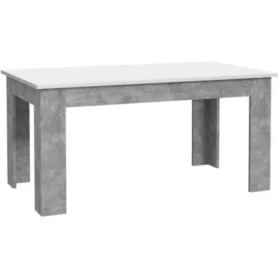Table à manger contemporaine PILVI - Blanc et béton clair