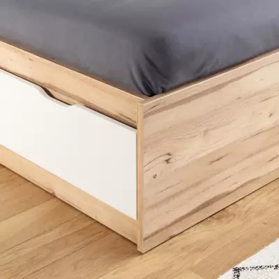 Lit scandinave 3 tiroirs chêne et blanc mat - Responsable et certifié FSC®