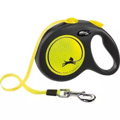 Laisse sangle TRIXIE flexi New NEON - Taille L - 5m - Jaune fluo - Pratique et colorée