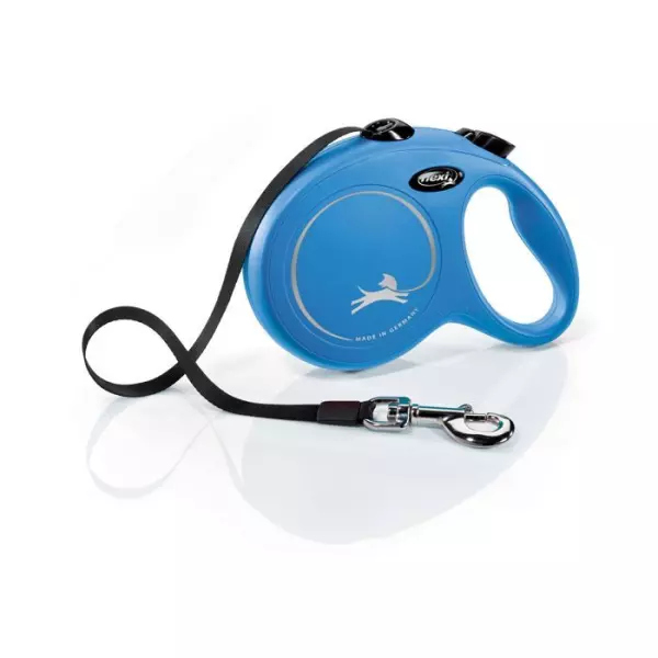 Laisse enrouleur FLEXI New CLASSIC - Taille M - 5m - Bleu pour chien jusqu'a 25kg